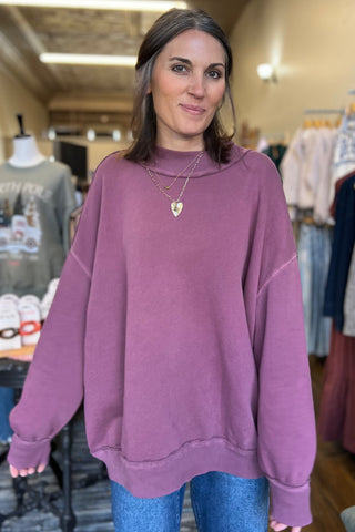 Free People Palm Springs Pullover in Damson