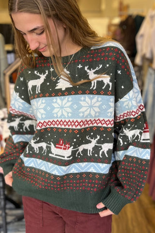 Reindeer Graphic Christmas Sweater