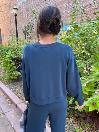 Midnight Navy Laguna Dropped Shoulder Sweatshirt