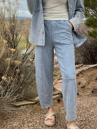 Acid Washed Elastic Waist Pant