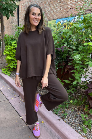 Espresso Malibu Wide-Leg Fleece Pants