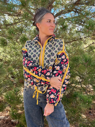 Patchwork Quilted Bomber Jacket