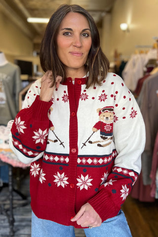"Ski Bear" Sweater Cardigan