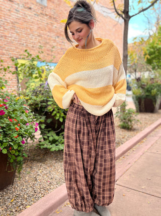 Yellow Chunky Stripe Knit Sweater
