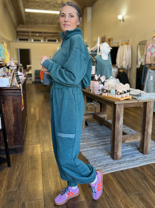 Ruffle Waist Burnout Jogger Pants