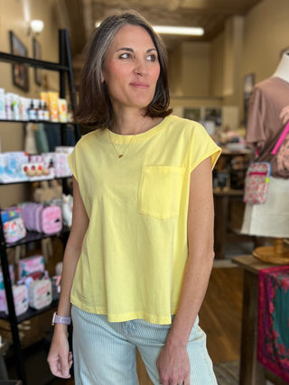 Sunkissed Pima Cotton Pocket Tee in Yellow Glow