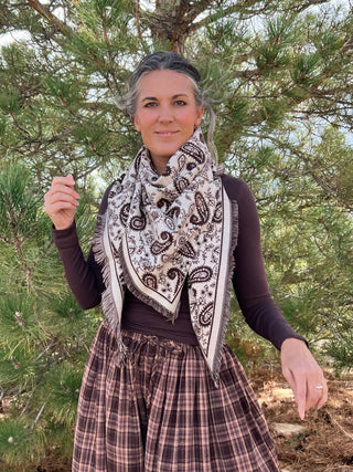 Paisley Print Triangle Scarf Shawl