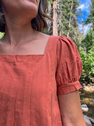 Cayenne Cotton Puff-Sleeve Top