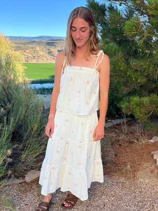 Sunset Field Embroidered Cotton Gauze Tank Top