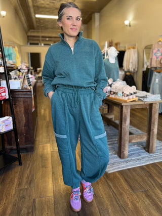 Ruffle Waist Burnout Jogger Pants