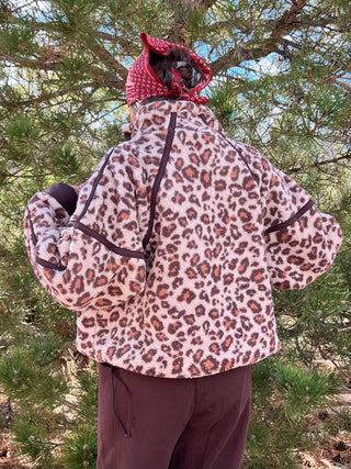 Leopard Print Sherpa Quarter Zip Jacket