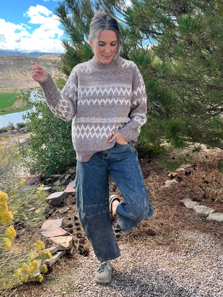 Mocha Fair Isle Knit Sweater