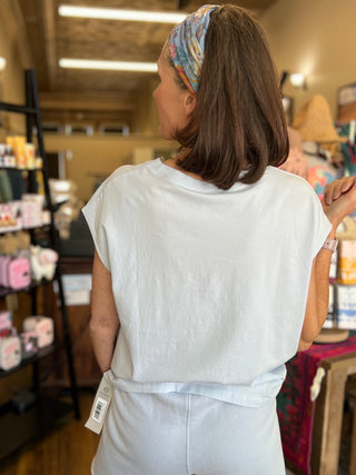 Sunkissed Pima Cotton Pocket Tee in Powder Blue