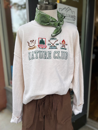 Nature Club Embroidered Cream Sweatshirt