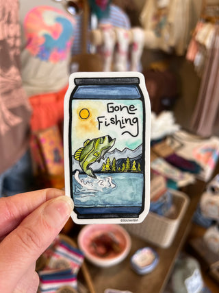 Gone Fishing Beer Can Vinyl Sticker