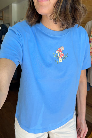 Women's Life Is Good Mushrooms & Snail Boxy Crusher Tee