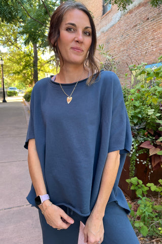 Midnight Navy Malibu Dolman Sweatshirt Top