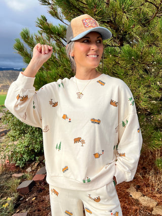 Camping Graphic Crew Neck Sweatshirt