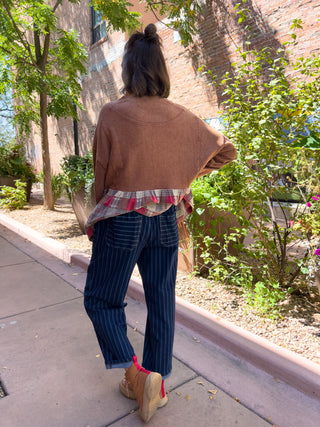 Dark Denim Pinstripe Utility Pants