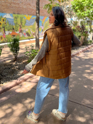 Camel Oversized Padded Vest
