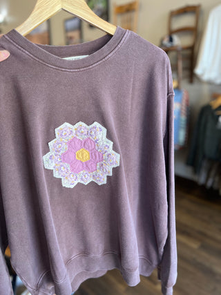 Flower Garden Vintage Quilt Applique Sweatshirt