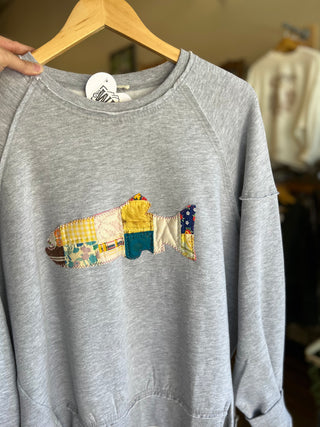 Fish Vintage Quilt Applique Sweatshirt