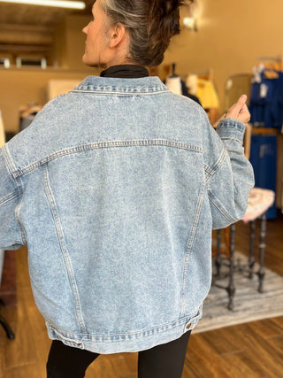 Medium Wash Boxy-Cut Denim Jacket