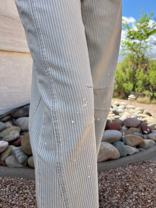 Paint Splashed Stripe Baby Barrel Jeans