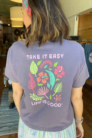 Women's Life Is Good Take It Easy Boxy Crusher Tee