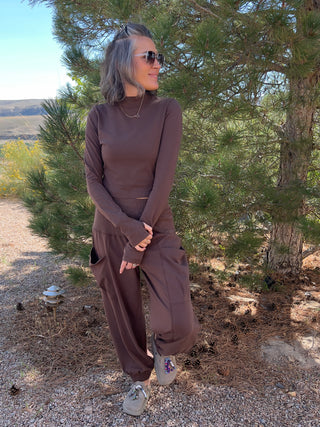 Mocha Cotton Lycra Harem Pant