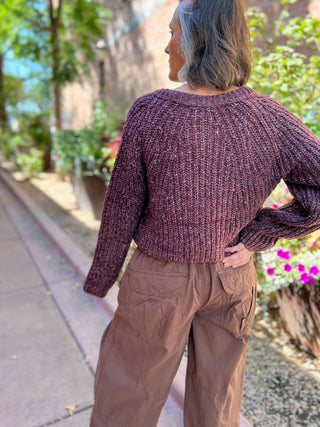 Plum Confetti Cardigan Sweater