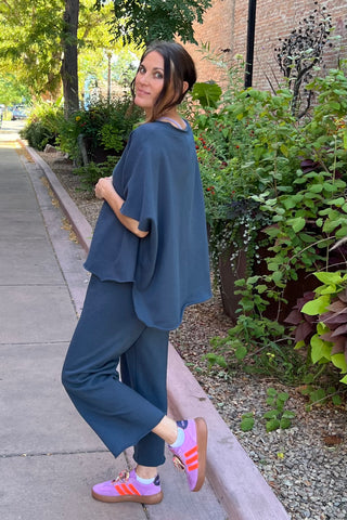 Midnight Navy Malibu Dolman Sweatshirt Top