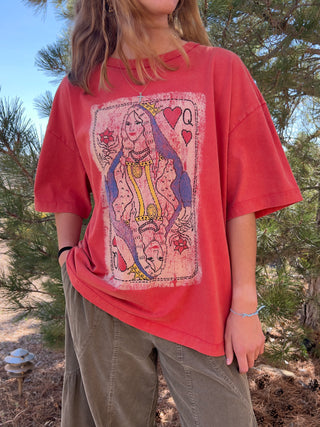 Boho Red Queen Playing Card Graphic Boxy Top