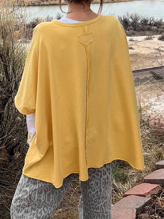 Yellow All Smiles Patchwork Applique Oversized Top