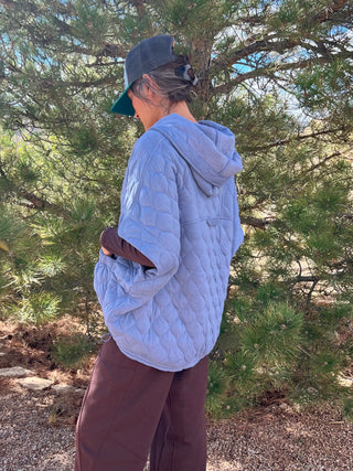 Iron Blue Quilted Hoodie Vest