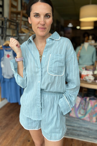 Baby Blue Striped PJ Set