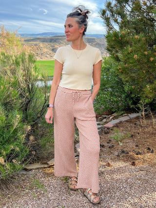 Billabong Wanderer Bitty Check Pants in Sugar Almond