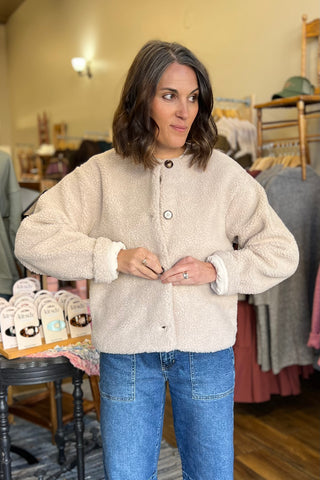 Oatmeal Sherpa Button Jacket