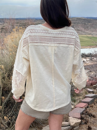 Floral Lace Oversized Long Sleeve Top