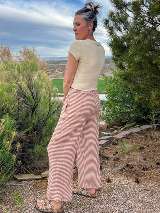 Billabong Wanderer Bitty Check Pants in Sugar Almond