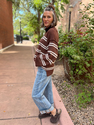High Rise Cuffed Barrel Leg Jean