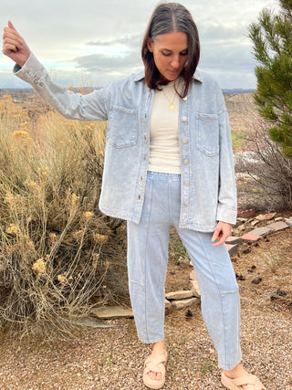 Acid Washed Knit Shacket