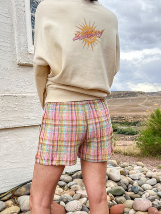 Billabong Sweet Check Woven Shorts in Party Pink