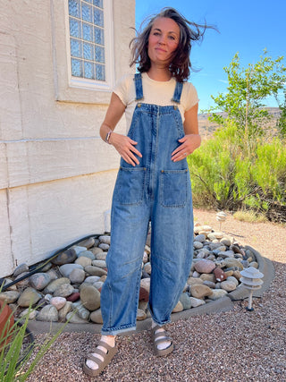 Wide-Leg Denim Overalls