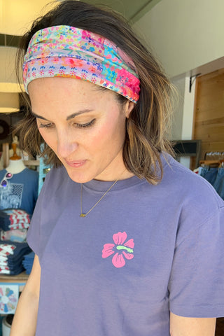Half Boho Bandeau® Headband - Pink Watercolor Patchwork