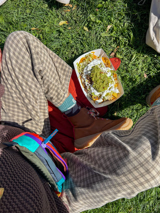 Mini Checkered Print Barrel Jeans