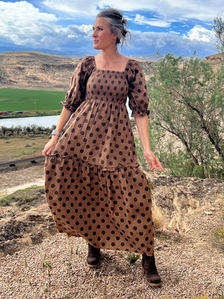Mocha Polkadot Maxi Dress