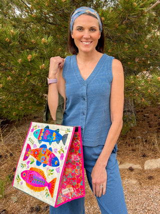 Insulated Cooler Tote Cream Fish