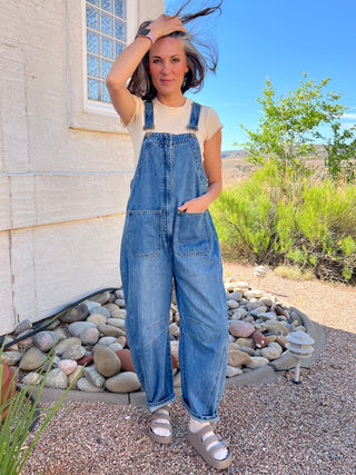 Wide-Leg Denim Overalls
