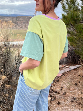 Green Live Laugh Love Colorblock Oversized Tee